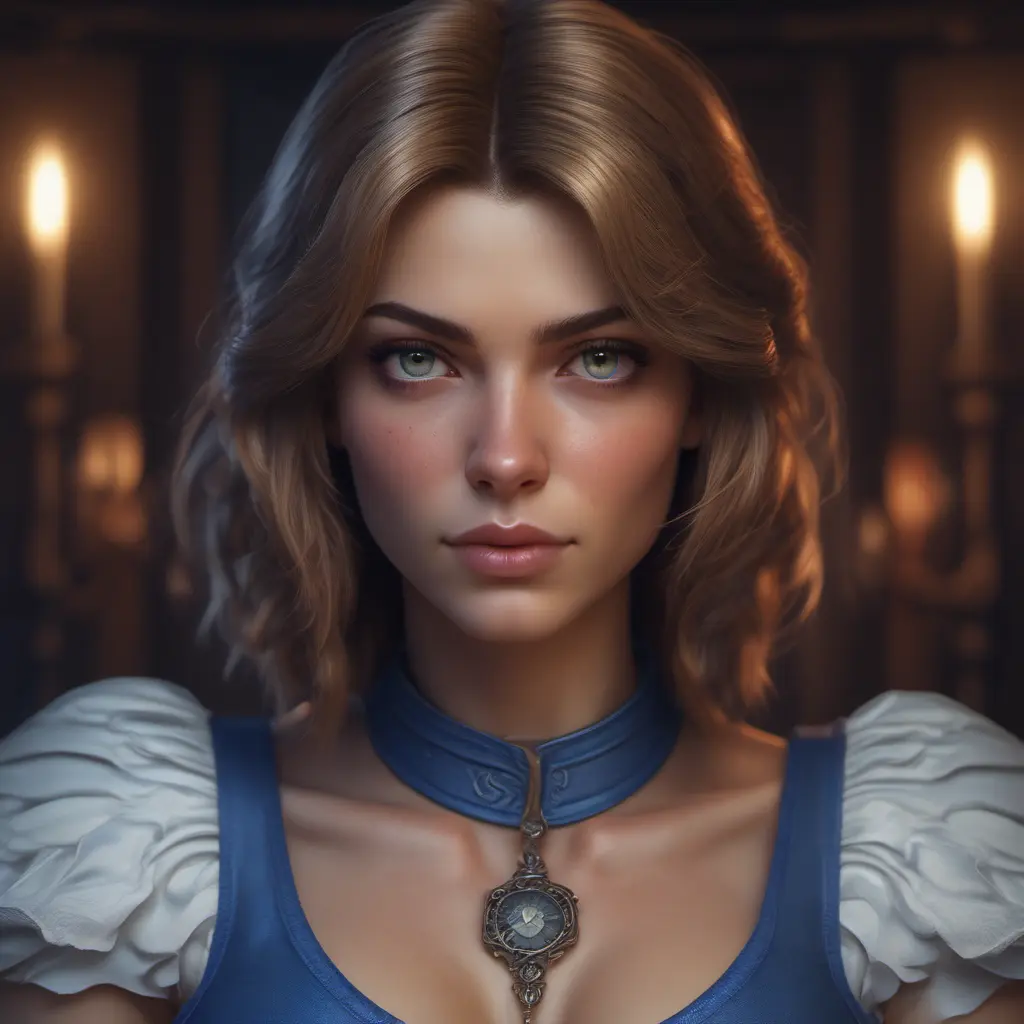 Alluring matte portrait of a beautiful Alice from Resident Evil in the style of Stefan Kostic, 8k, Highly Detailed, Intricate, Half Body, Realistic, Sharp Focus, Volumetric Lighting, Fantasy, Elegant by Stanley Artgerm Lau, Greg Rutkowski