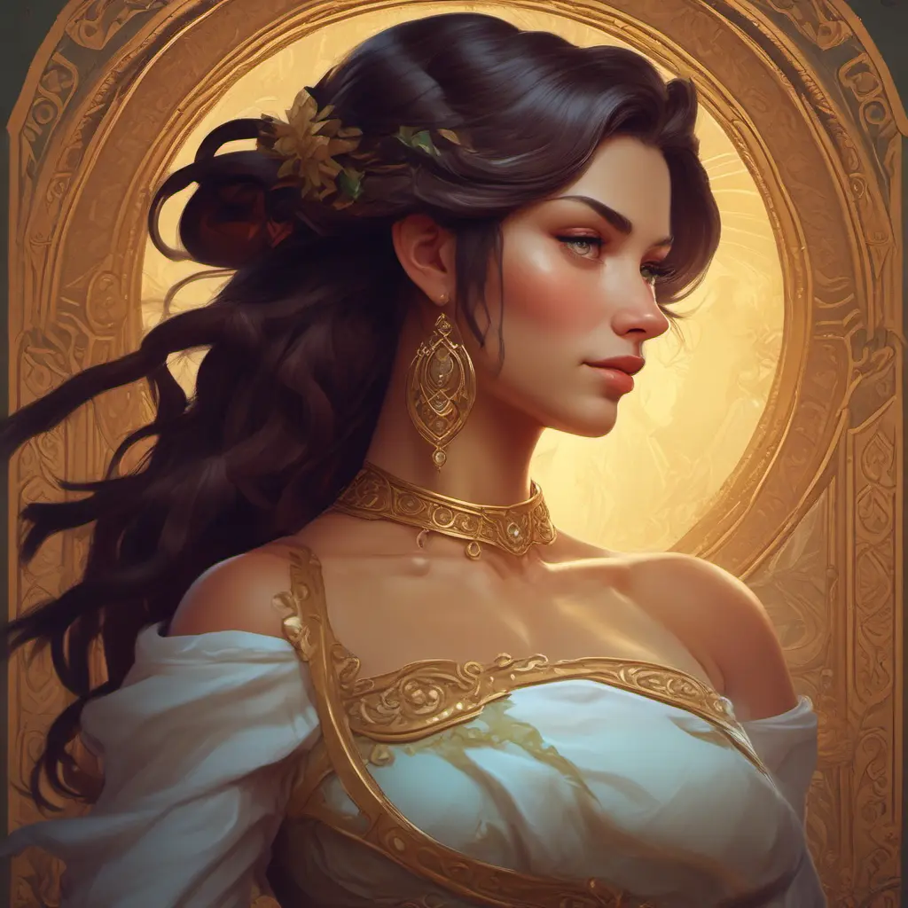 Alluring matte portrait of a beautiful Nidalee, 8k, Highly Detailed, Intricate, Half Body, Realistic, Sharp Focus, Volumetric Lighting, Fantasy, Elegant by Alphonse Mucha