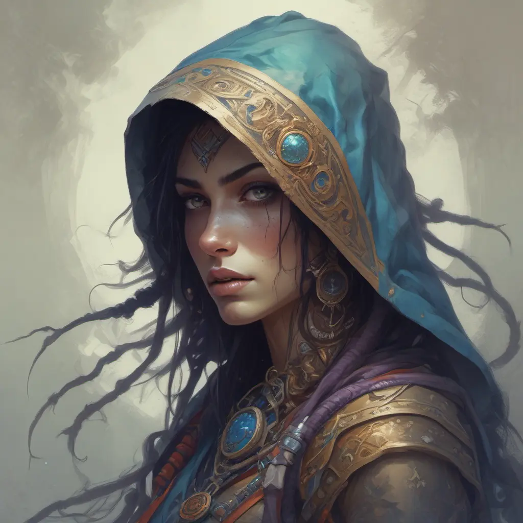 Kassandra white hooded assassin, Highly Detailed, Vibrant Colors, Ink Art, Fantasy, Dark by Peter Mohrbacher