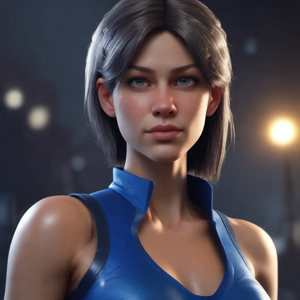 Alluring highly detailed matte portrait of a beautiful Jill Valentine with shimmering hair in the style of Stefan Kostic, 8k, High Definition, Highly Detailed, Intricate, Half Body, Realistic, Sharp Focus, Fantasy, Elegant