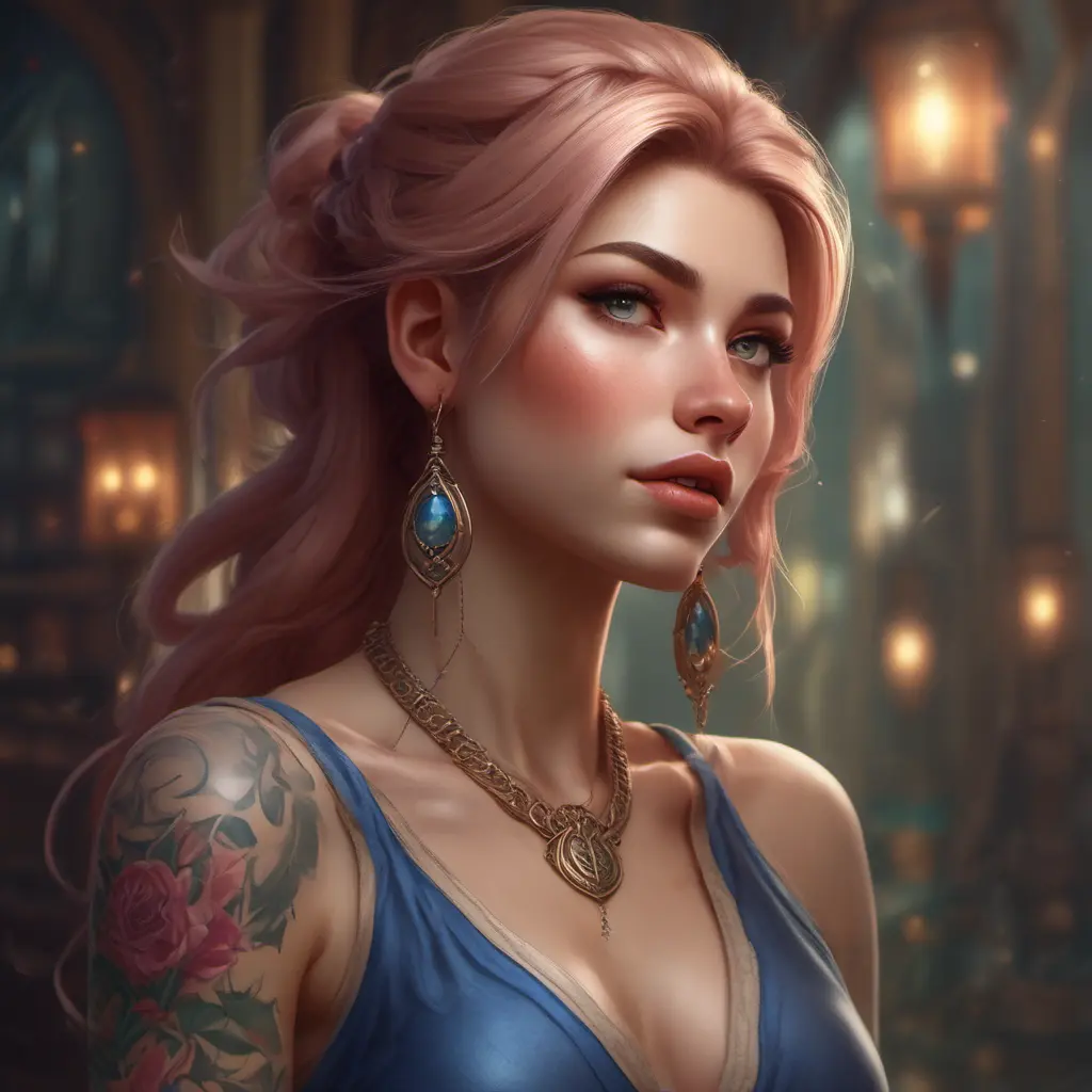 Alluring Matte portrait of Lyx from League of Legends with tattoos, 8k, Highly Detailed, Powerful, Alluring, Artstation, Magical, Digital Painting, Photo Realistic, Sharp Focus, Volumetric Lighting, Concept Art by Stanley Artgerm Lau, Alphonse Mucha, Greg Rutkowski