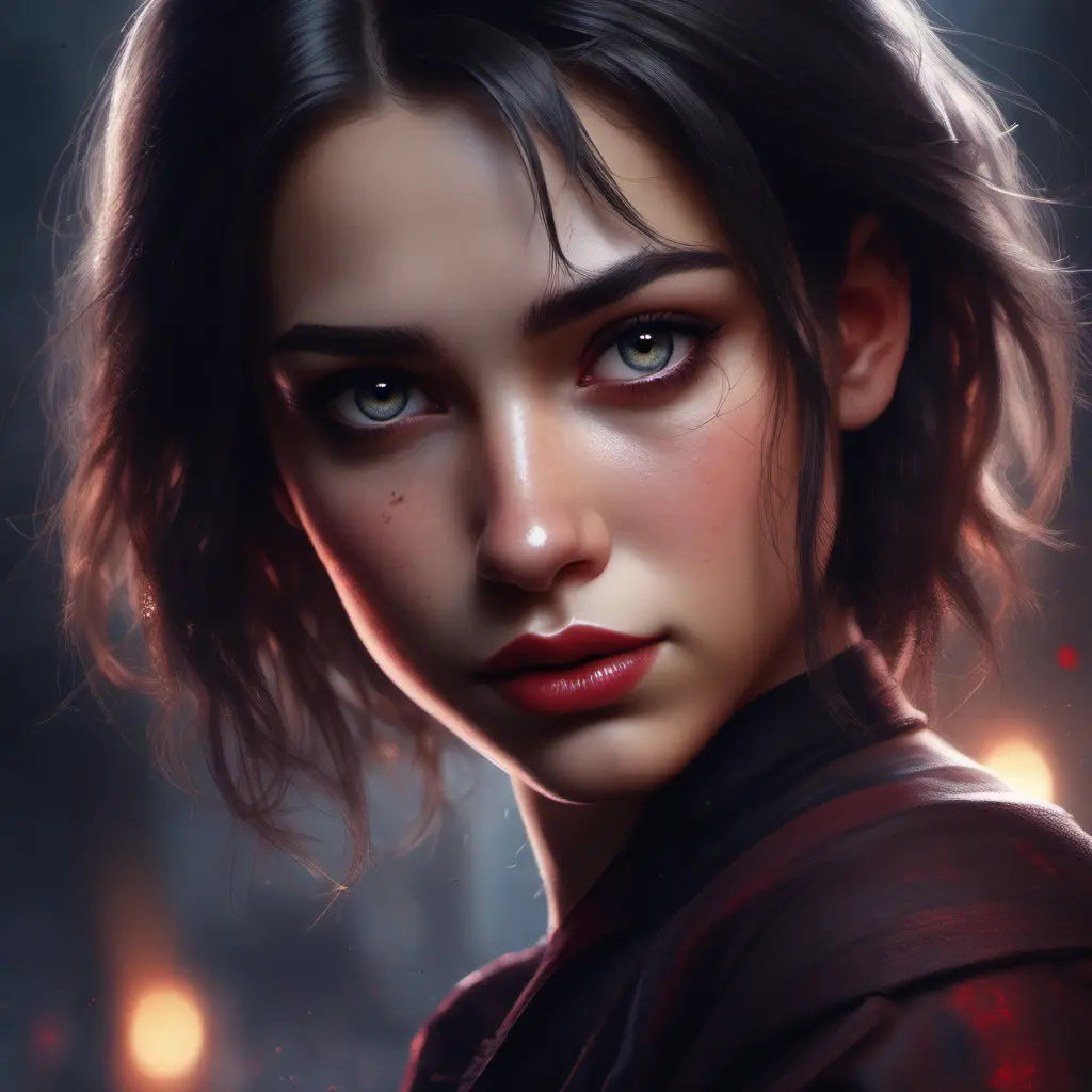 Beautiful girl in vampire academy with blood thirst eyes, 8k, Stunning, Digital Painting, Cinematic Lighting, Sharp Focus, Fantasy, Hyper Realistic