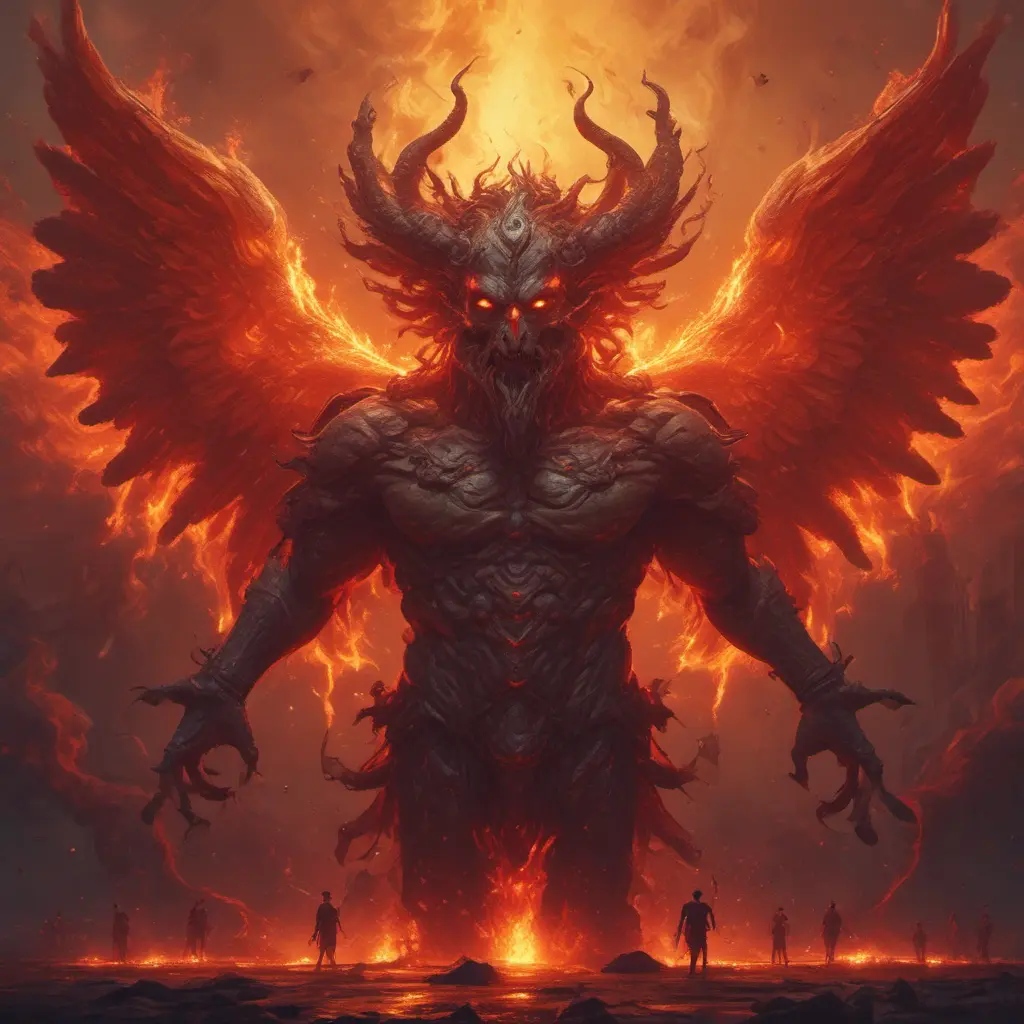 Angels and Demons surrounded by fire, 8k, Trending on Artstation, Symmetrical Face, Digital Illustration, Concept Art by Stefan Kostic