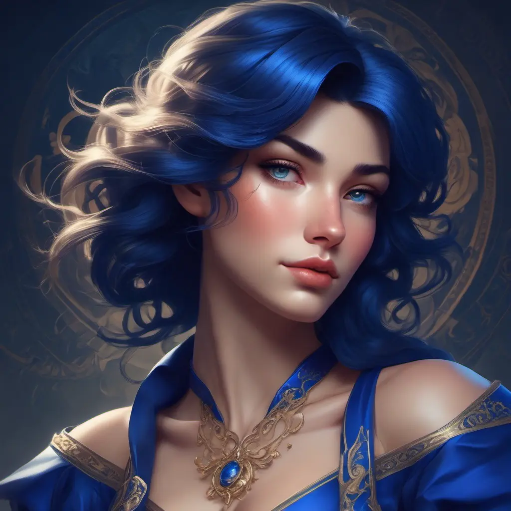 Alluring matte portrait of the beautiful Fiora in dark blue, 8k, Highly Detailed, Intricate, Realistic, Sharp Focus, Volumetric Lighting, Fantasy, Elegant by Stanley Artgerm Lau, Alphonse Mucha, WLOP, Stefan Kostic