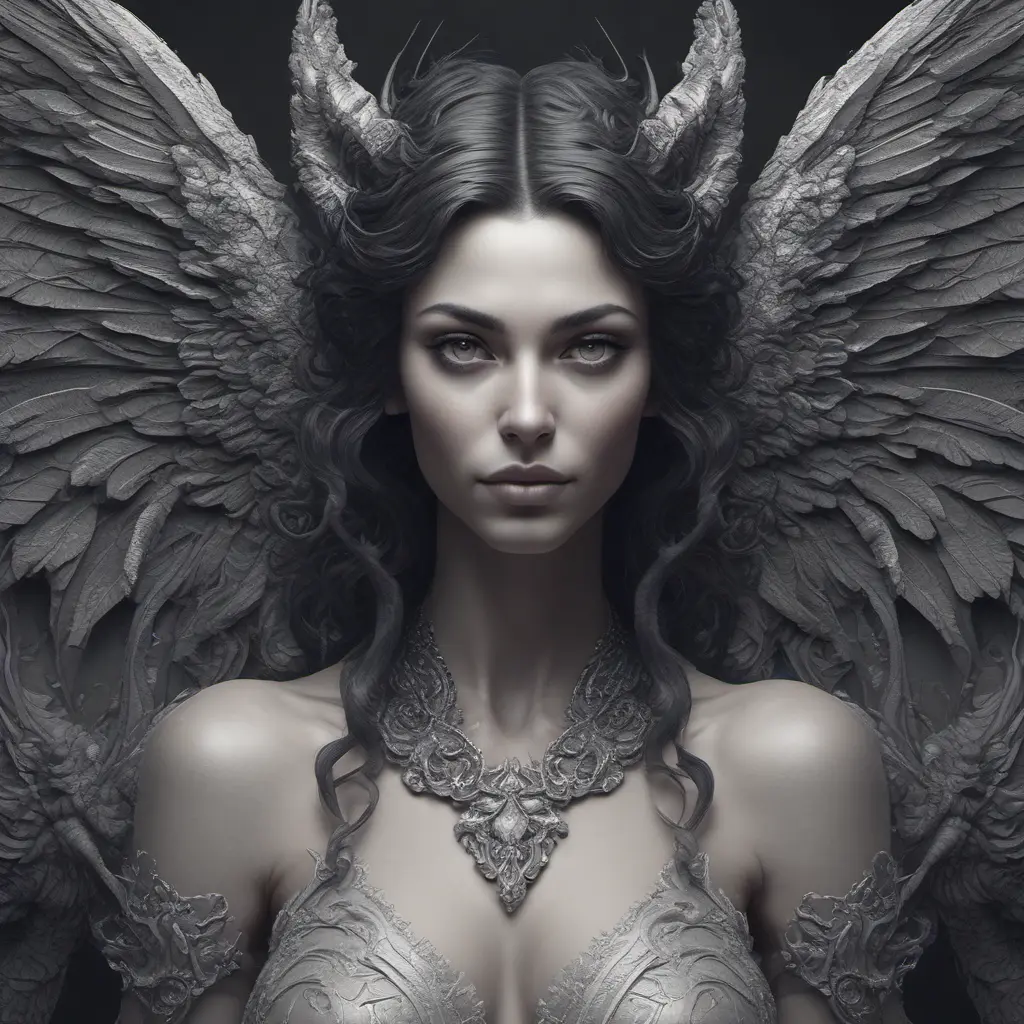 Alluring highly detailed matte portrait of a beautiful winged succubus in the style of Stefan Kostic, 8k, High Definition, Highly Detailed, Intricate, Half Body, Realistic, Sharp Focus, Fantasy, Elegant