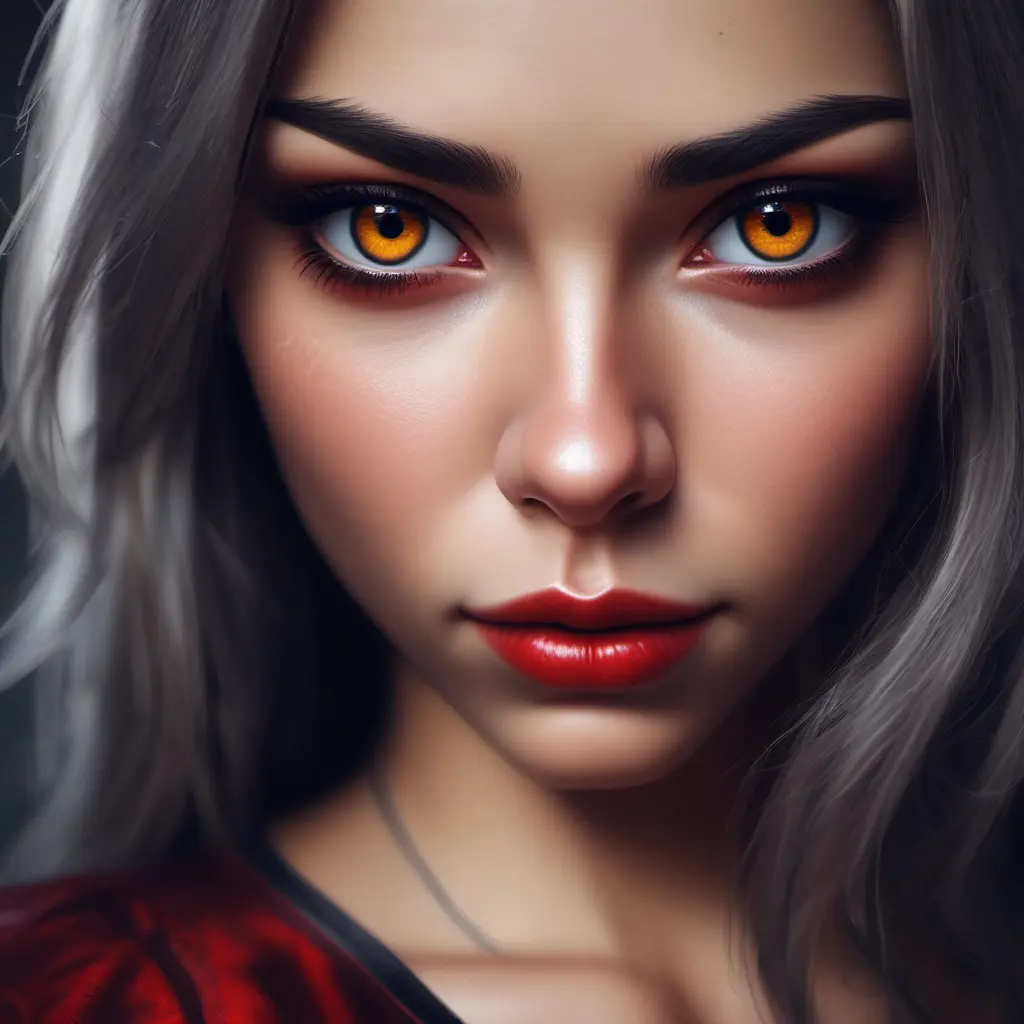 Beautiful girl in vampire academy with blood thirst eyes, 8k, Stunning, Digital Painting, Cinematic Lighting, Sharp Focus, Fantasy, Hyper Realistic