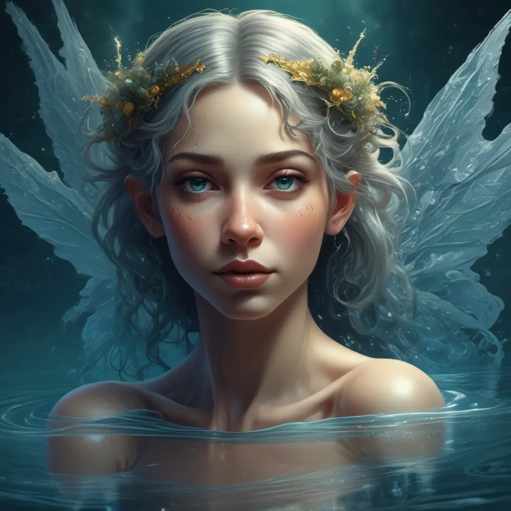 Portrait of a beautiful female water fairy, Highly Detailed, Intricate, Gothic and Fantasy, Epic, Digital Painting, Realistic, Smooth, Volumetric Lighting, Concept Art, Elegant