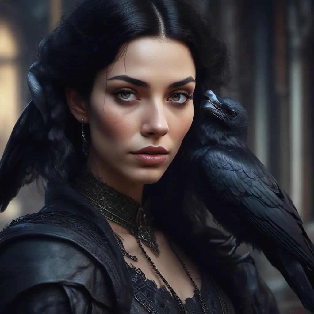 Alluring portrait of a beautiful raven black haired veiled vampire in the style of Stefan Kostic, 8k, High Definition, Highly Detailed, Intricate, Half Body, Realistic, Sharp Focus, Fantasy, Elegant