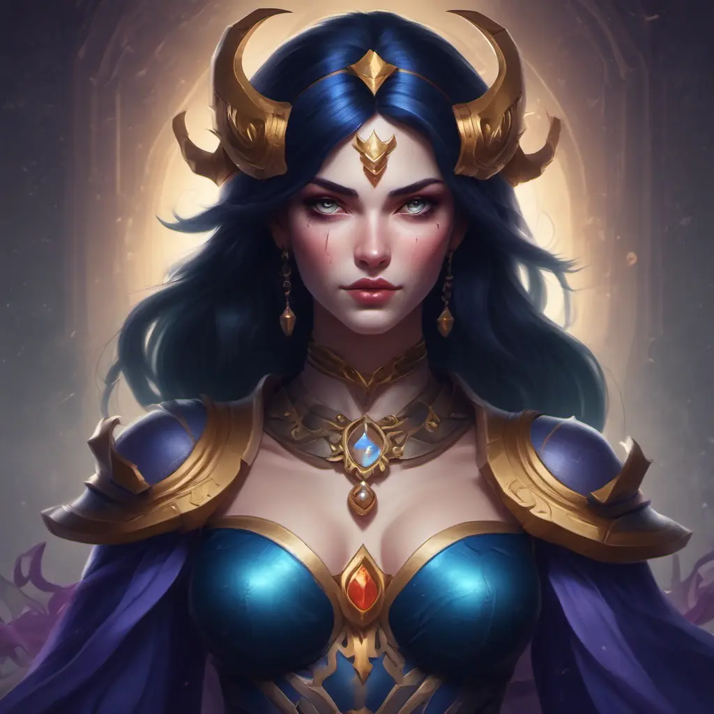 Alluring matte portrait of a beautiful Morgana from League of Legends in the style of Stefan Kostic, 8k, High Definition, Highly Detailed, Intricate, Half Body, Realistic, Sharp Focus, Fantasy, Elegant