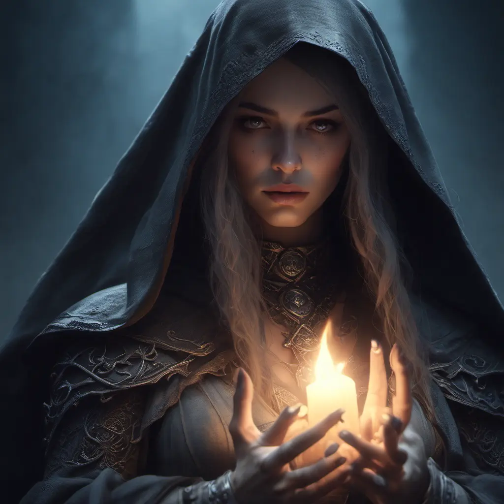 Veiled female necromancer, 8k, Gothic and Fantasy, Elden Ring, Photo Realistic, Dynamic Lighting by Stanley Artgerm Lau, Greg Rutkowski