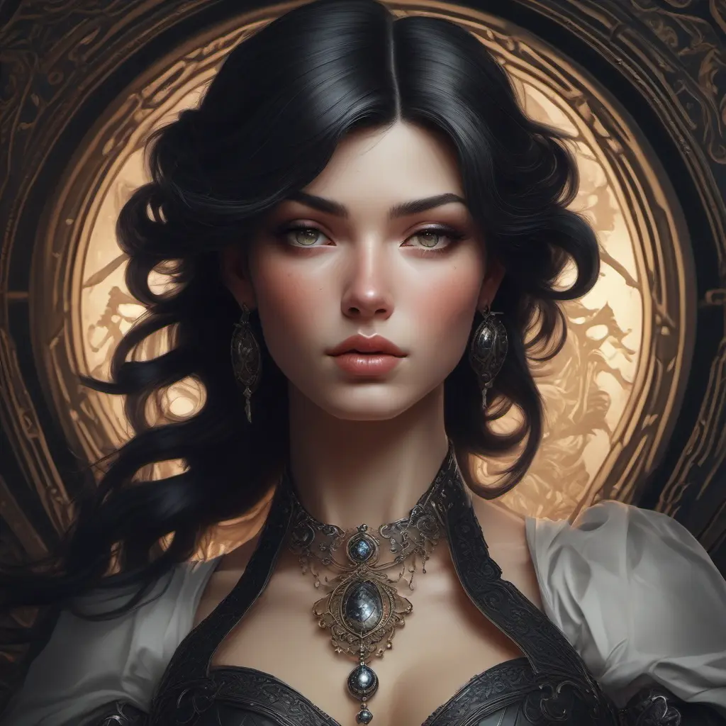 Alluring matte portrait of the beautiful Fiora in black, 8k, Highly Detailed, Intricate, Realistic, Sharp Focus, Volumetric Lighting, Fantasy, Elegant by Stanley Artgerm Lau, Alphonse Mucha, WLOP, Stefan Kostic