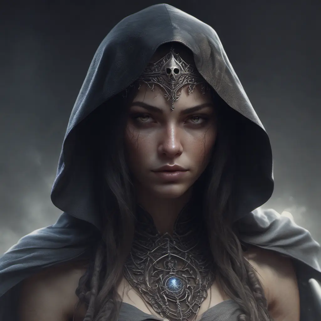 Veiled female necromancer, 8k, Gothic and Fantasy, Elden Ring, Photo Realistic, Dynamic Lighting by Stanley Artgerm Lau, Greg Rutkowski