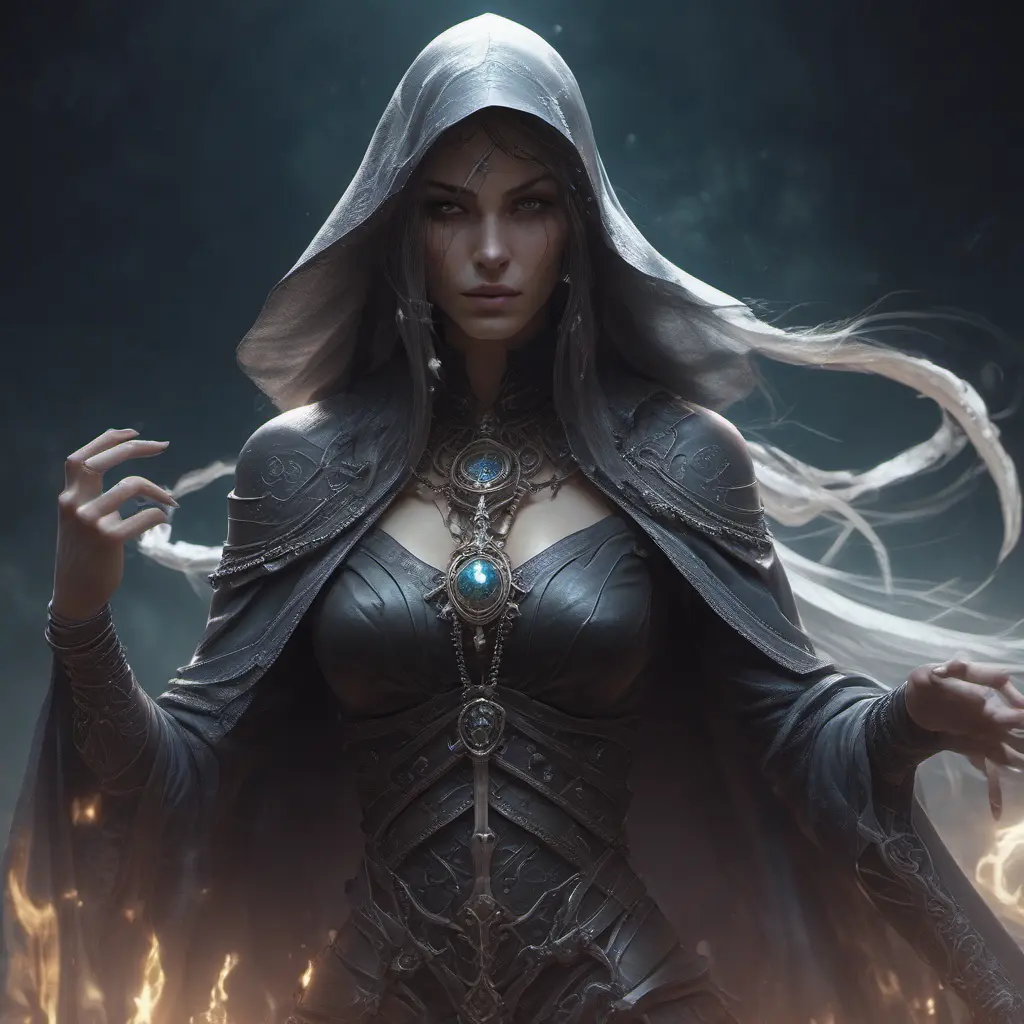 Veiled female necromancer, 8k, Gothic and Fantasy, Elden Ring, Photo Realistic, Dynamic Lighting by Stanley Artgerm Lau, Greg Rutkowski