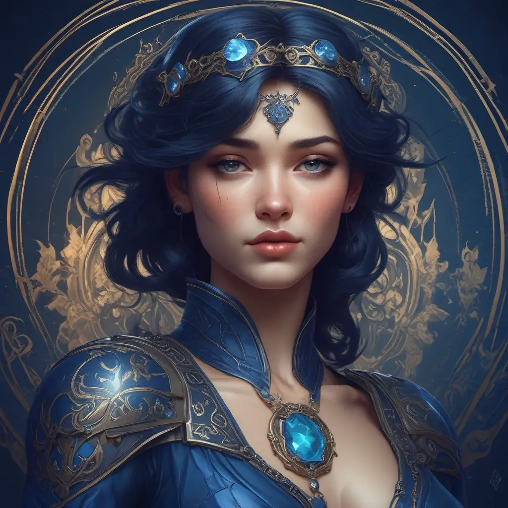 Alluring matte portrait of the beautiful Fiora in dark blue, 8k, Highly Detailed, Intricate, Realistic, Sharp Focus, Volumetric Lighting, Fantasy, Elegant by Stanley Artgerm Lau, Alphonse Mucha, WLOP, Stefan Kostic