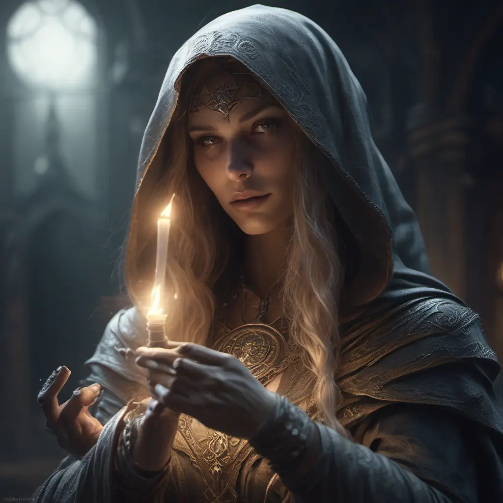 Veiled female necromancer, 8k, Gothic and Fantasy, Elden Ring, Photo Realistic, Dynamic Lighting by Stanley Artgerm Lau, Greg Rutkowski