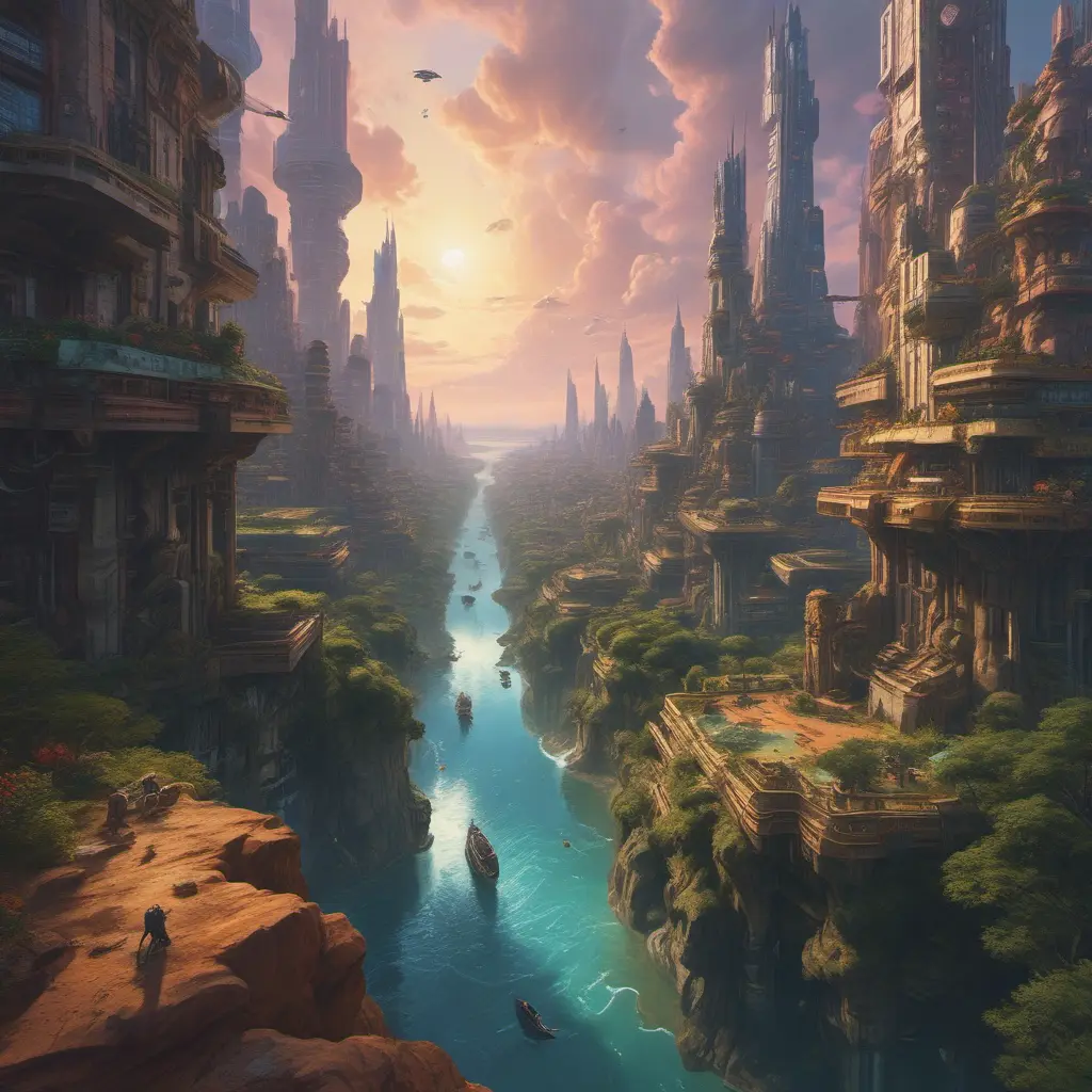 An utopian image of a world built using AI, Sci-Fi by Greg Rutkowski