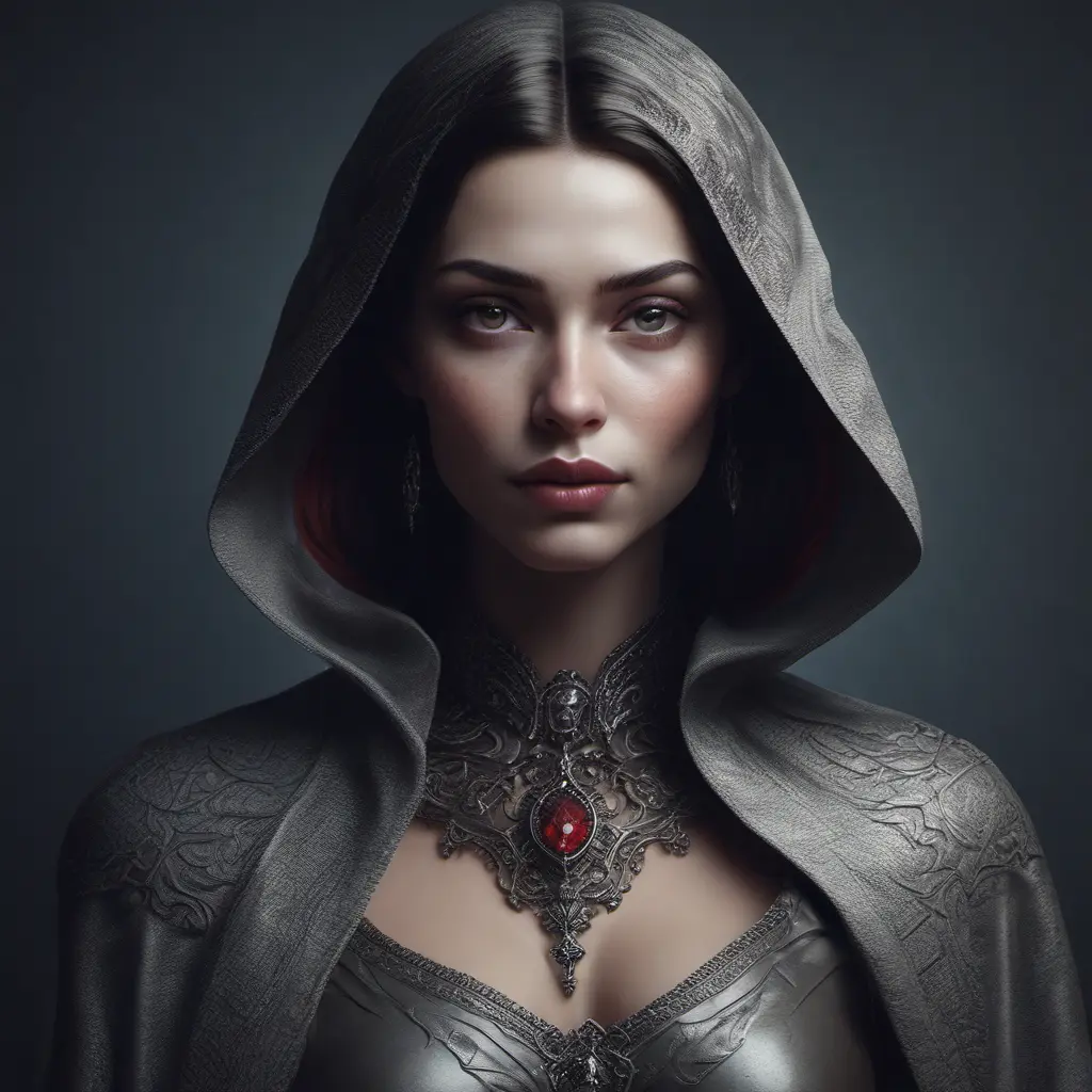 Alluring highly detailed matte portrait of a beautiful caped vampire in the style of Stefan Kostic, 8k, High Definition, Highly Detailed, Intricate, Half Body, Realistic, Sharp Focus, Fantasy, Elegant