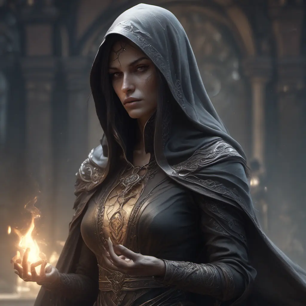 Veiled female necromancer, 8k, Gothic and Fantasy, Elden Ring, Photo Realistic, Dynamic Lighting by Stanley Artgerm Lau, Greg Rutkowski