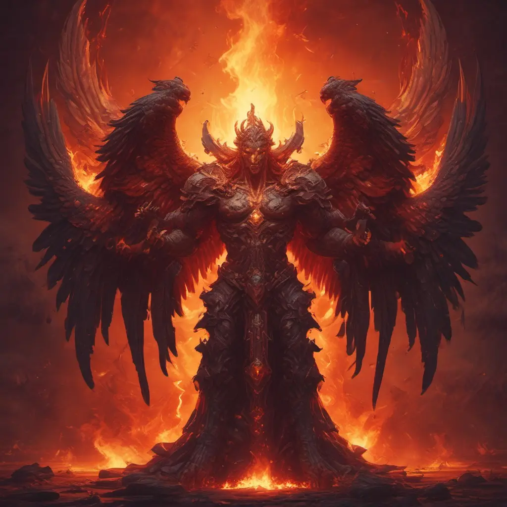 Angels and Demons surrounded by fire, 8k, Trending on Artstation, Symmetrical Face, Digital Illustration, Concept Art by Stefan Kostic