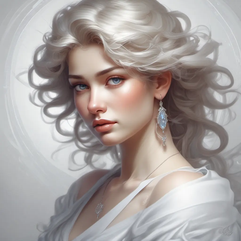 Alluring matte portrait of a beautiful A2 in white, 8k, Highly Detailed, Intricate, Half Body, Realistic, Sharp Focus, Volumetric Lighting, Fantasy, Elegant by Stanley Artgerm Lau, Alphonse Mucha, WLOP, Stefan Kostic