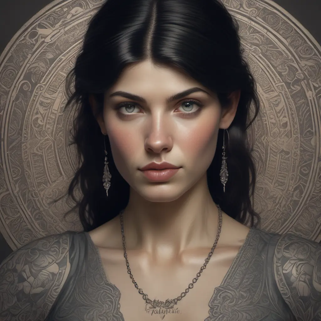 Matte portrait of Alexandra Daddario with tattoos, 8k, Highly Detailed, Powerful, Alluring, Artstation, Magical, Digital Painting, Photo Realistic, Sharp Focus, Volumetric Lighting, Concept Art by Stanley Artgerm Lau, Alphonse Mucha, Greg Rutkowski