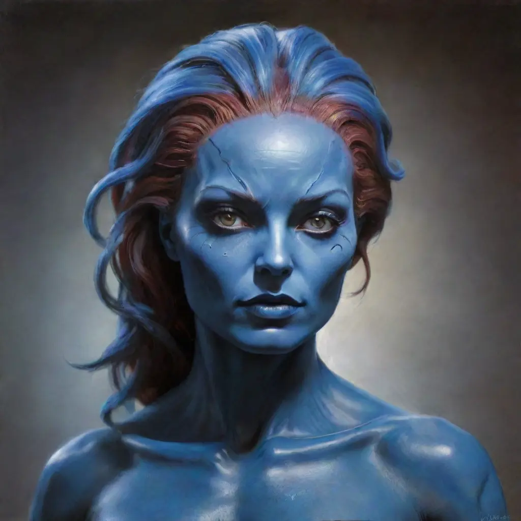 Alluring matte portrait of a beautiful Mystique from Xmen in the style of Stefan Kostic, 8k, Highly Detailed, Intricate, Half Body, Realistic, Sharp Focus, Volumetric Lighting, Fantasy, Elegant by Stanley Artgerm Lau, Greg Rutkowski