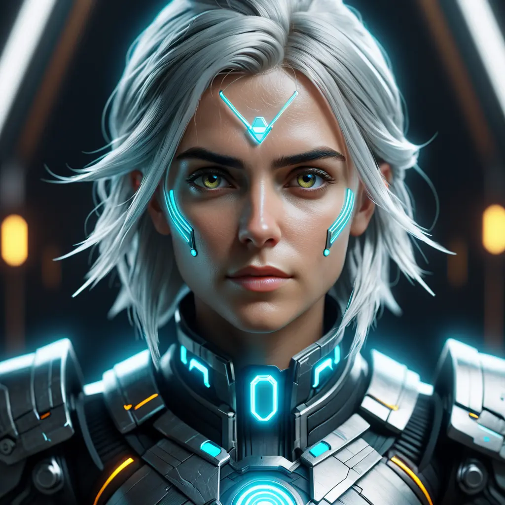 Portrait of Ciri as a Cyborg, 8k, Highly Detailed, Intricate, Intricate Artwork, Symmetry, Trending on Artstation, Cinematic Lighting, Octane Render, Iridescence, Abstract colors, Realism by Beeple, Dan Mumford, Greg Rutkowski, WLOP