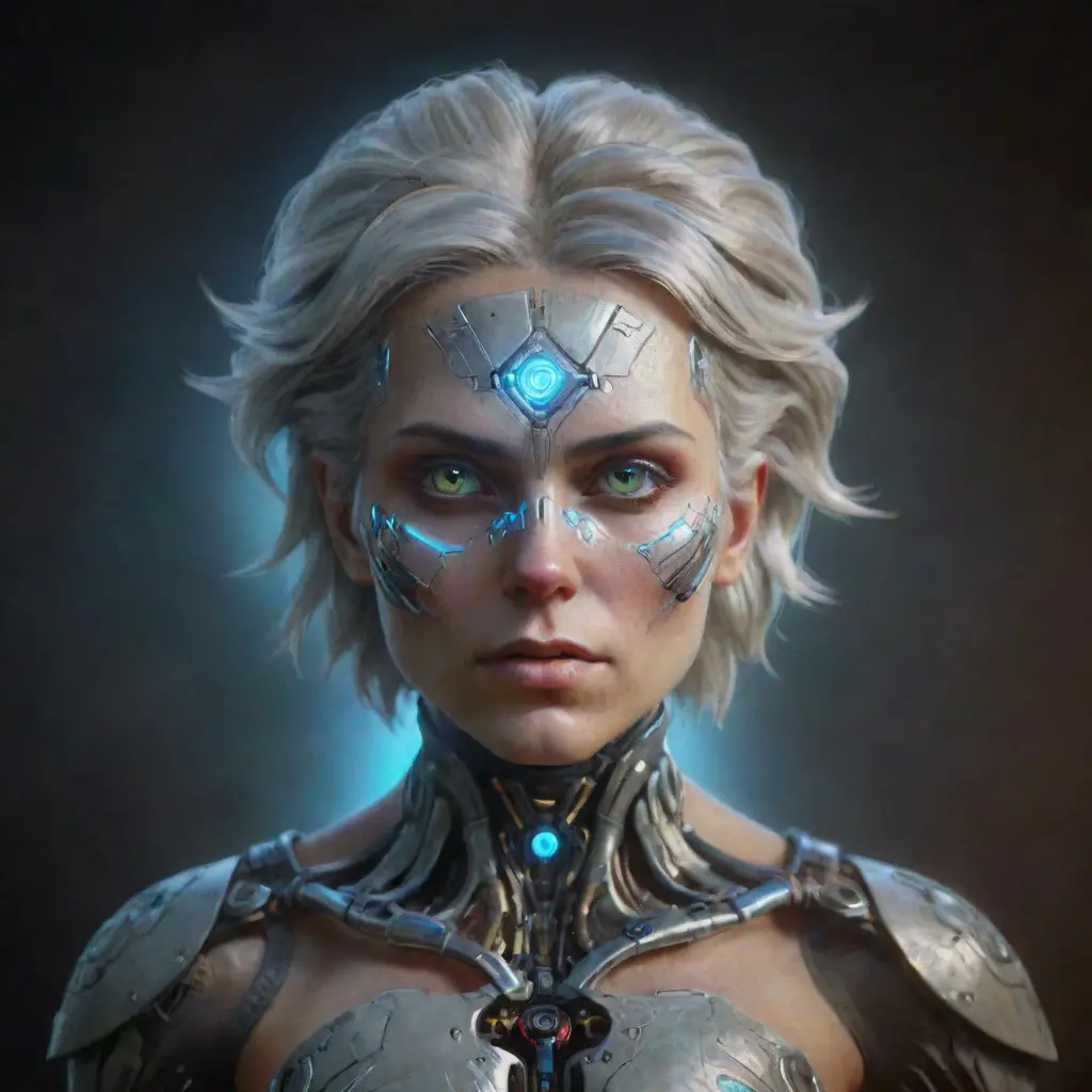 Portrait of Ciri as a Cyborg, 8k, Highly Detailed, Intricate, Intricate Artwork, Symmetry, Trending on Artstation, Cinematic Lighting, Octane Render, Iridescence, Abstract colors, Realism by Beeple, Dan Mumford, Greg Rutkowski, WLOP