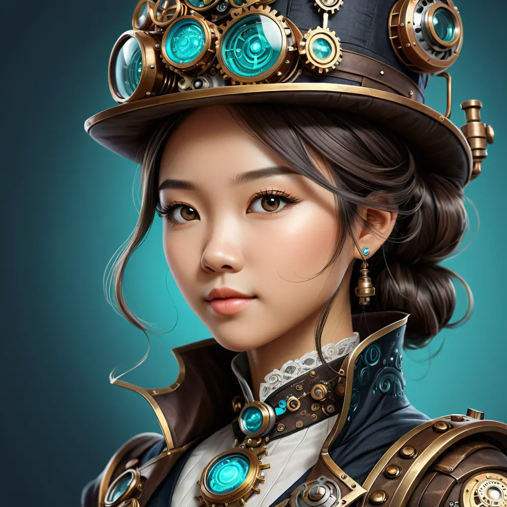 Steampunk portrait of Kailey Hsu, Highly Detailed, Intricate, Artstation, Beautiful, Digital Painting, Sharp Focus, Concept Art, Elegant