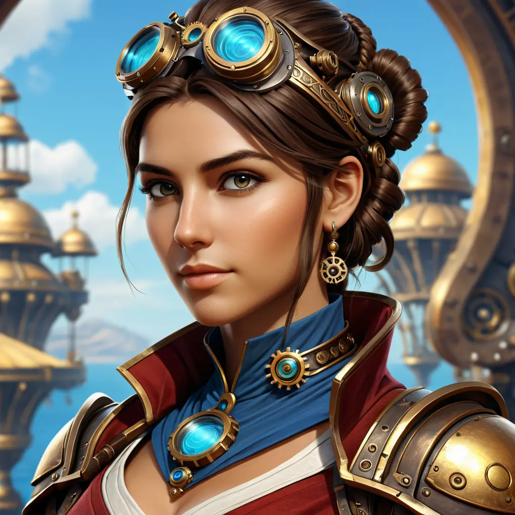 Steampunk portrait of Kassandra, Highly Detailed, Intricate, Artstation, Beautiful, Digital Painting, Sharp Focus, Concept Art, Elegant