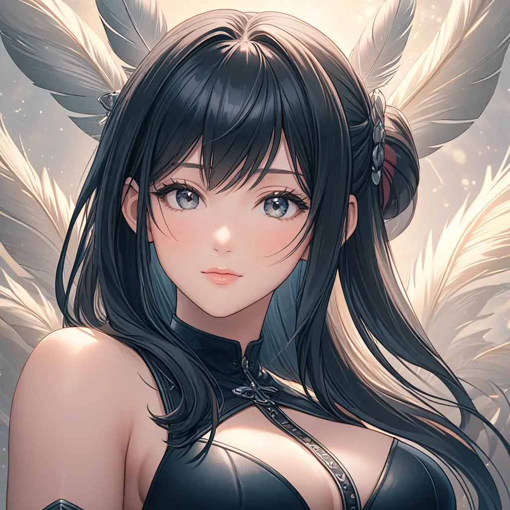 Alluring matte portrait of a beautiful Tifa Lockhart wearing feathers, 8k, Highly Detailed, Intricate, Half Body, Realistic, Sharp Focus, Volumetric Lighting, Fantasy, Elegant by Stanley Artgerm Lau, Alphonse Mucha, WLOP