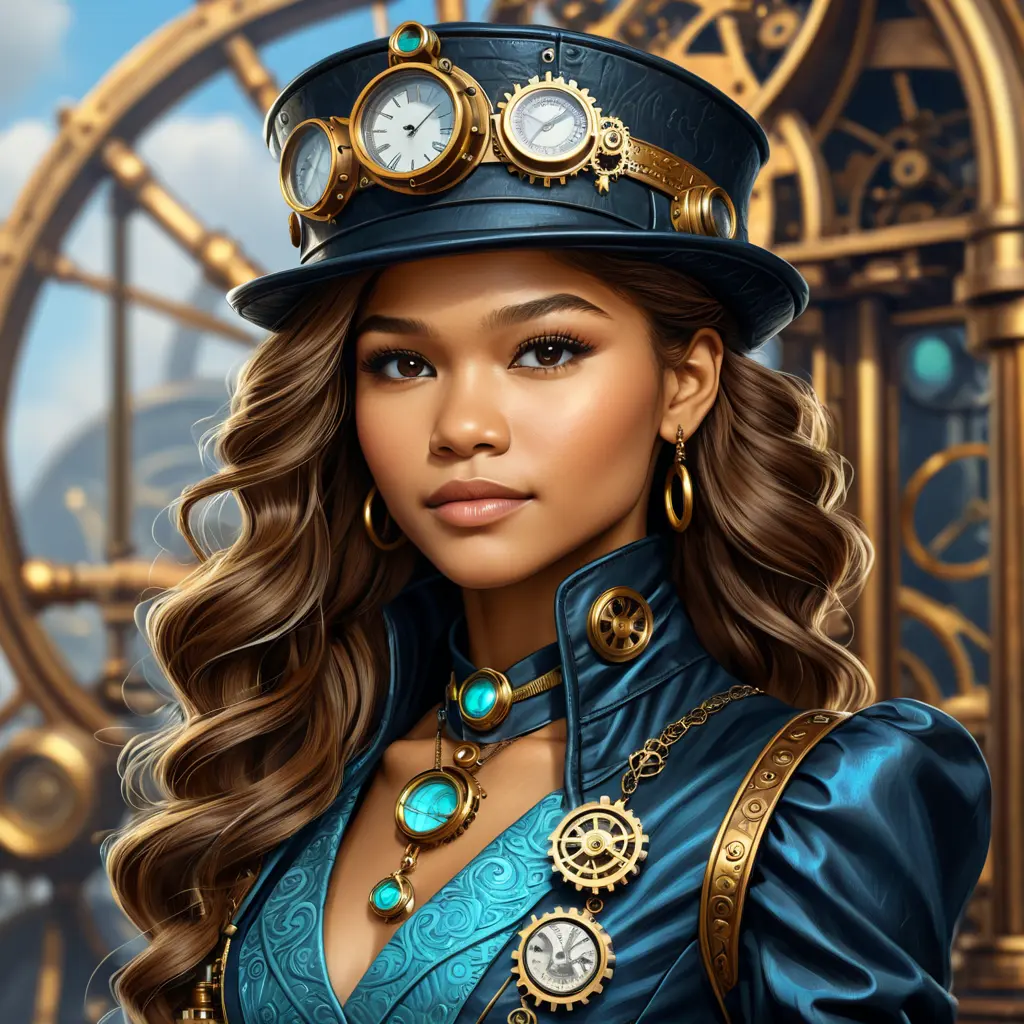 Steampunk portrait of Zendaya, Highly Detailed, Intricate, Artstation, Beautiful, Digital Painting, Sharp Focus, Concept Art, Elegant