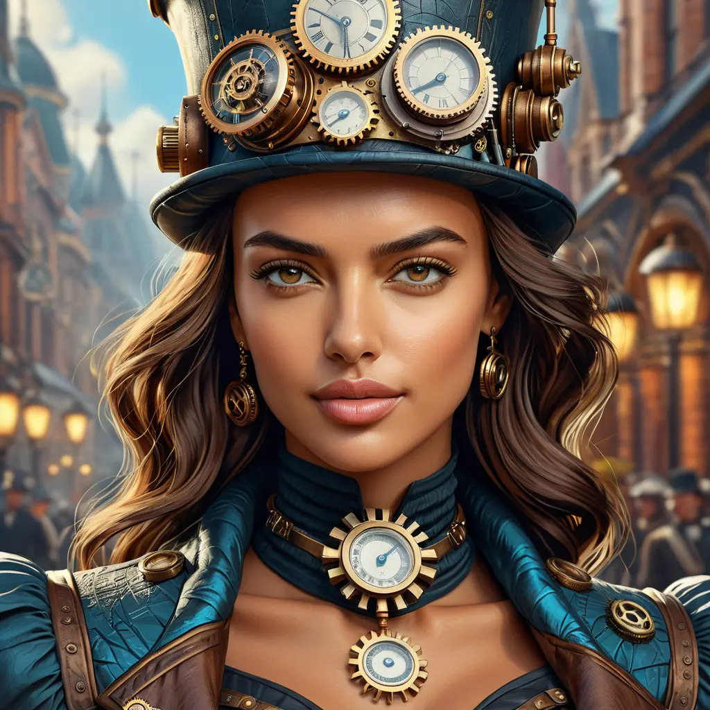 Steampunk portrait of Irina Shayk, Highly Detailed, Intricate, Artstation, Beautiful, Digital Painting, Sharp Focus, Concept Art, Elegant