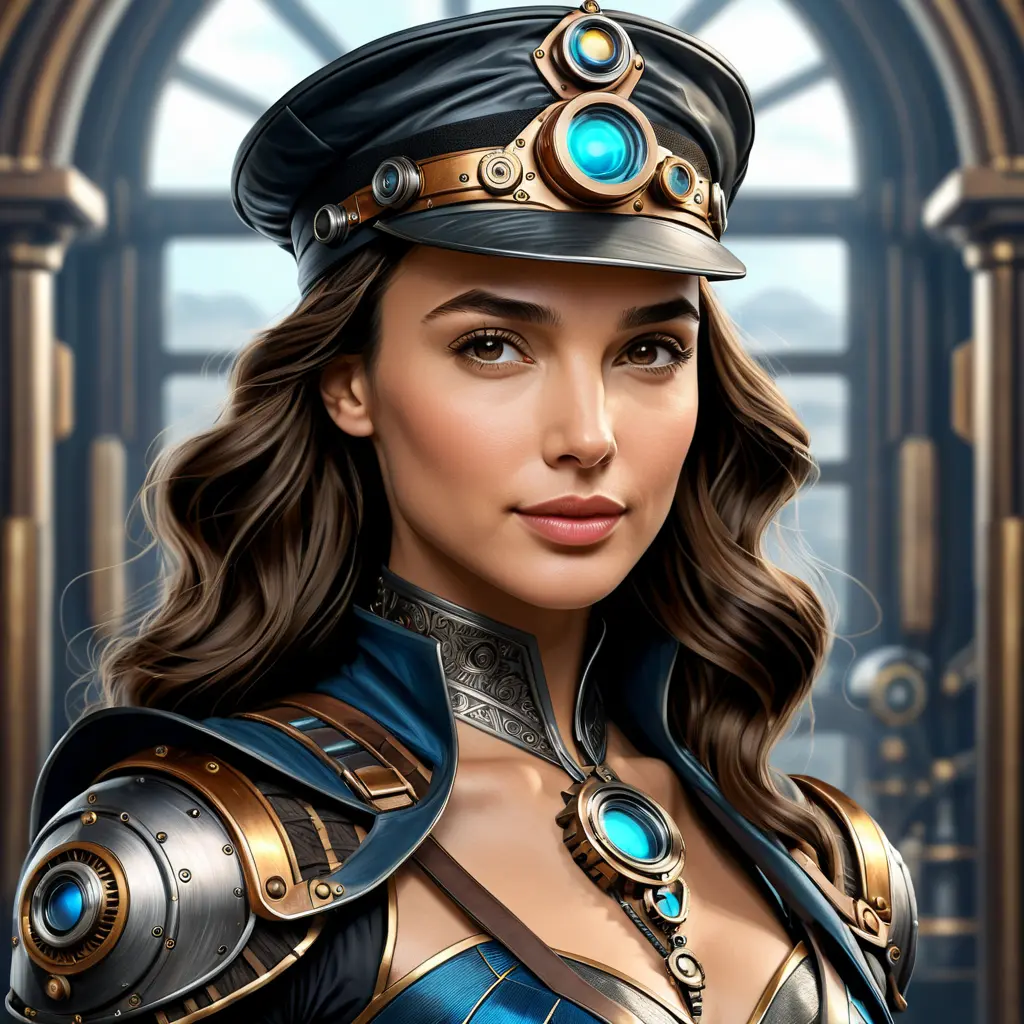 Steampunk portrait of Gal Gadot, Highly Detailed, Intricate, Artstation, Beautiful, Digital Painting, Sharp Focus, Concept Art, Elegant