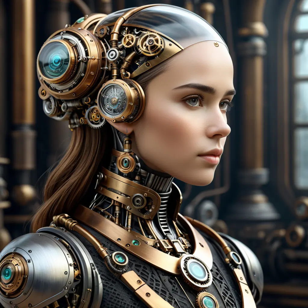 Steampunk portrait of Ex Machina, Highly Detailed, Intricate, Artstation, Beautiful, Digital Painting, Sharp Focus, Concept Art, Elegant