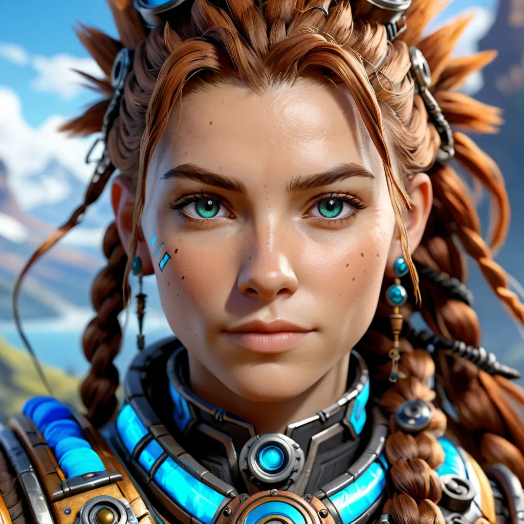 Steampunk portrait of Aloy from Horizon Zero Dawn, Highly Detailed, Intricate, Artstation, Beautiful, Digital Painting, Sharp Focus, Concept Art, Elegant