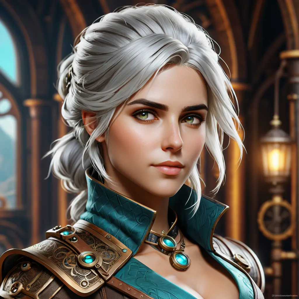 Steampunk portrait of Ciri, Highly Detailed, Intricate, Artstation, Beautiful, Digital Painting, Sharp Focus, Concept Art, Elegant