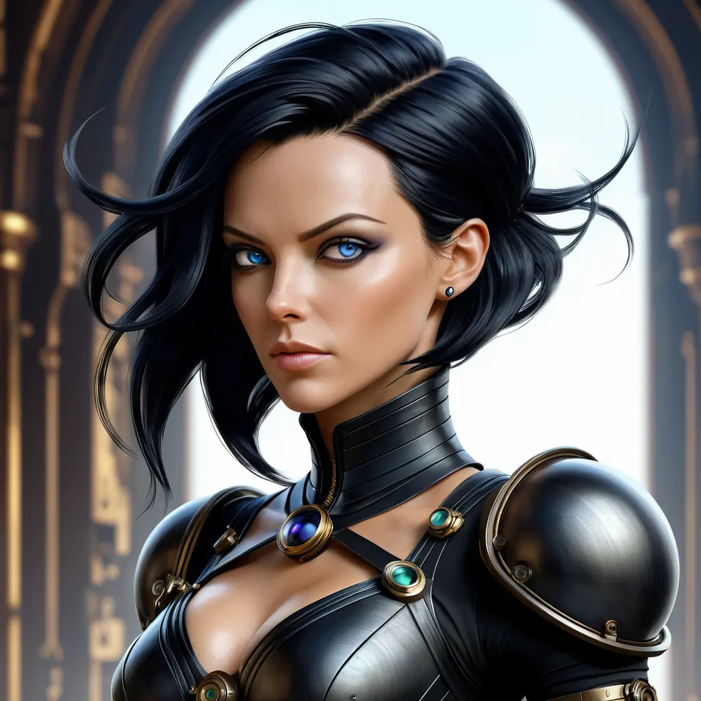 Steampunk portrait of Aeon Flux, Highly Detailed, Intricate, Artstation, Beautiful, Digital Painting, Sharp Focus, Concept Art, Elegant