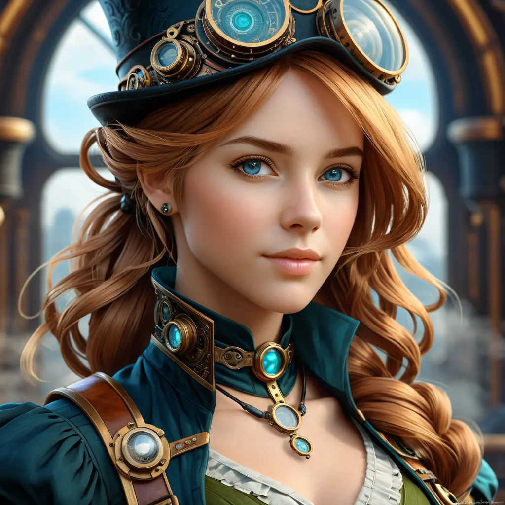 Steampunk portrait of Claire Farron, Highly Detailed, Intricate, Artstation, Beautiful, Digital Painting, Sharp Focus, Concept Art, Elegant