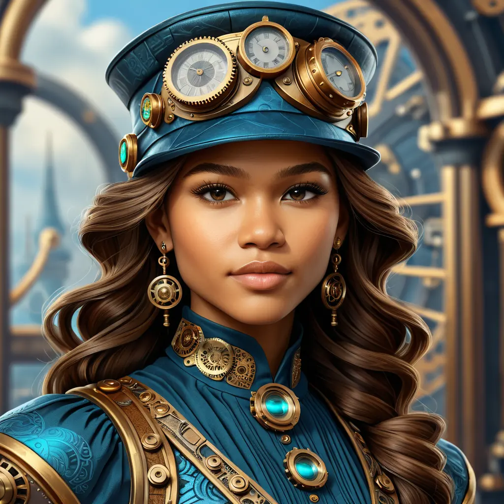 Steampunk portrait of Zendaya, Highly Detailed, Intricate, Artstation, Beautiful, Digital Painting, Sharp Focus, Concept Art, Elegant