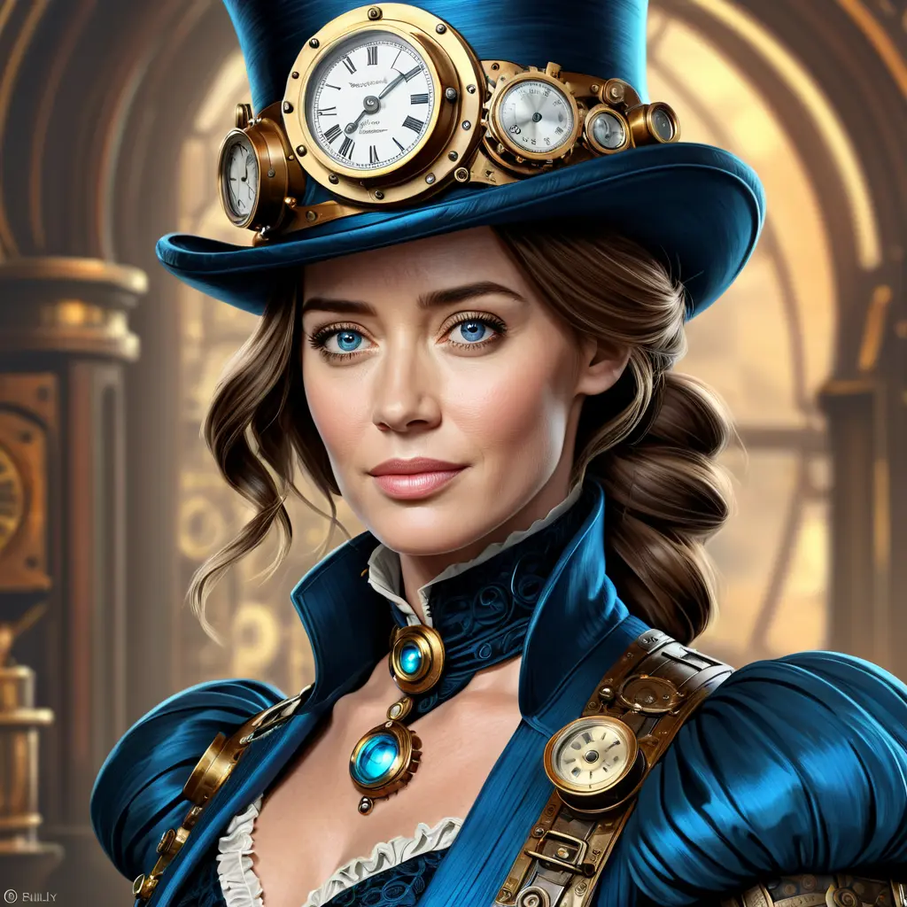 Steampunk portrait of Emily Blunt, Highly Detailed, Intricate, Artstation, Beautiful, Digital Painting, Sharp Focus, Concept Art, Elegant