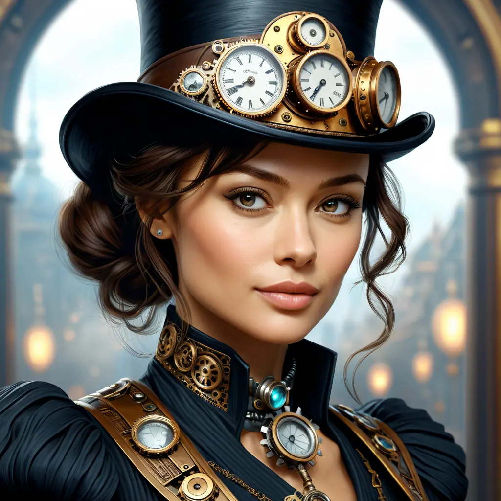 Steampunk portrait of Olga Kurylenko, Highly Detailed, Intricate, Artstation, Beautiful, Digital Painting, Sharp Focus, Concept Art, Elegant