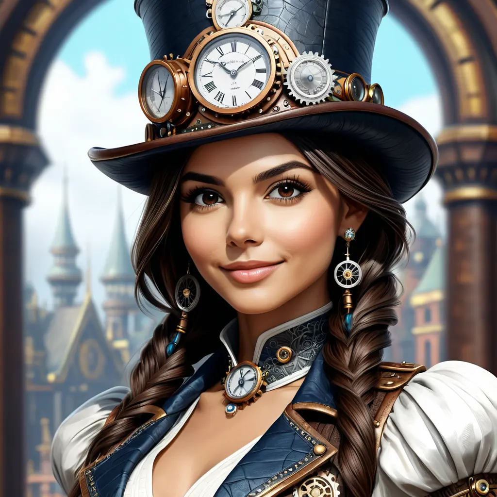 Steampunk portrait of Victoria Justice, Highly Detailed, Intricate, Artstation, Beautiful, Digital Painting, Sharp Focus, Concept Art, Elegant