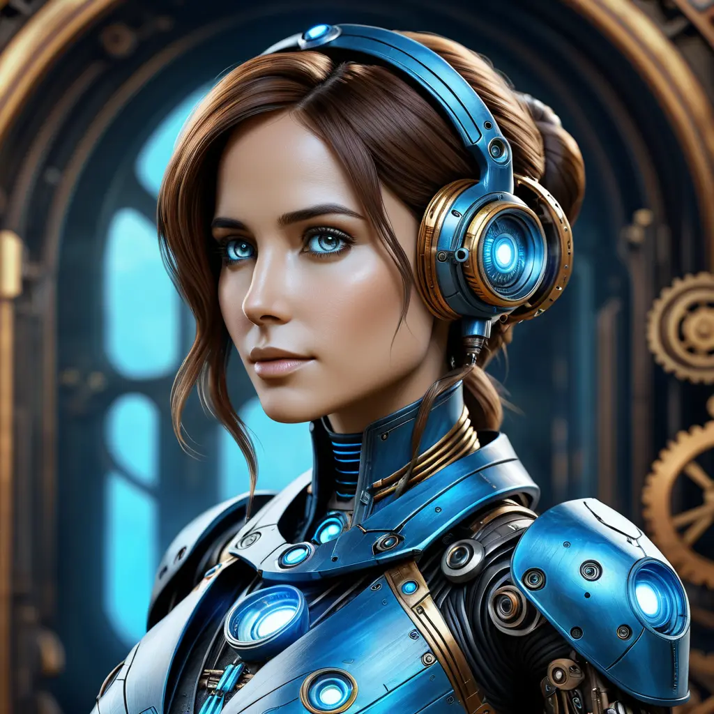 Steampunk portrait of Cortana, Highly Detailed, Intricate, Artstation, Beautiful, Digital Painting, Sharp Focus, Concept Art, Elegant