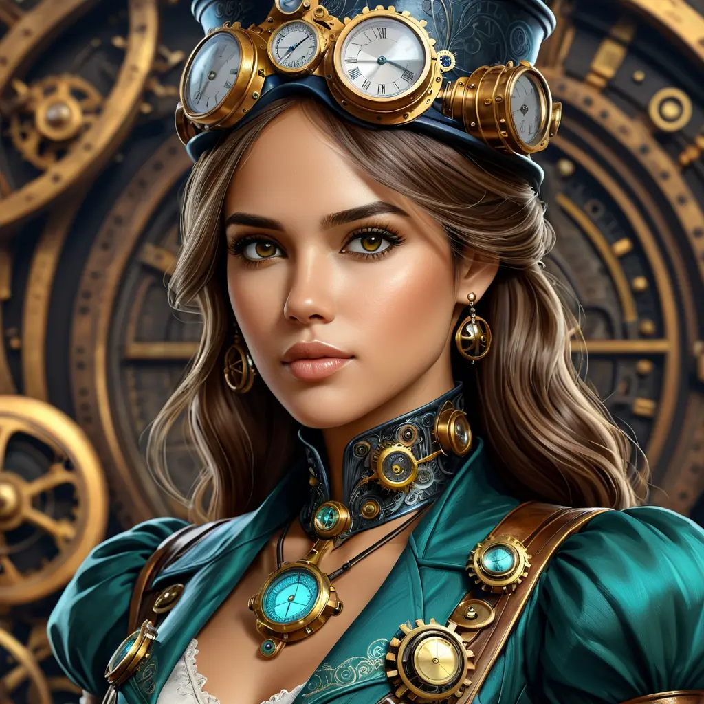 Steampunk portrait of Eiza González, Highly Detailed, Intricate, Artstation, Beautiful, Digital Painting, Sharp Focus, Concept Art, Elegant