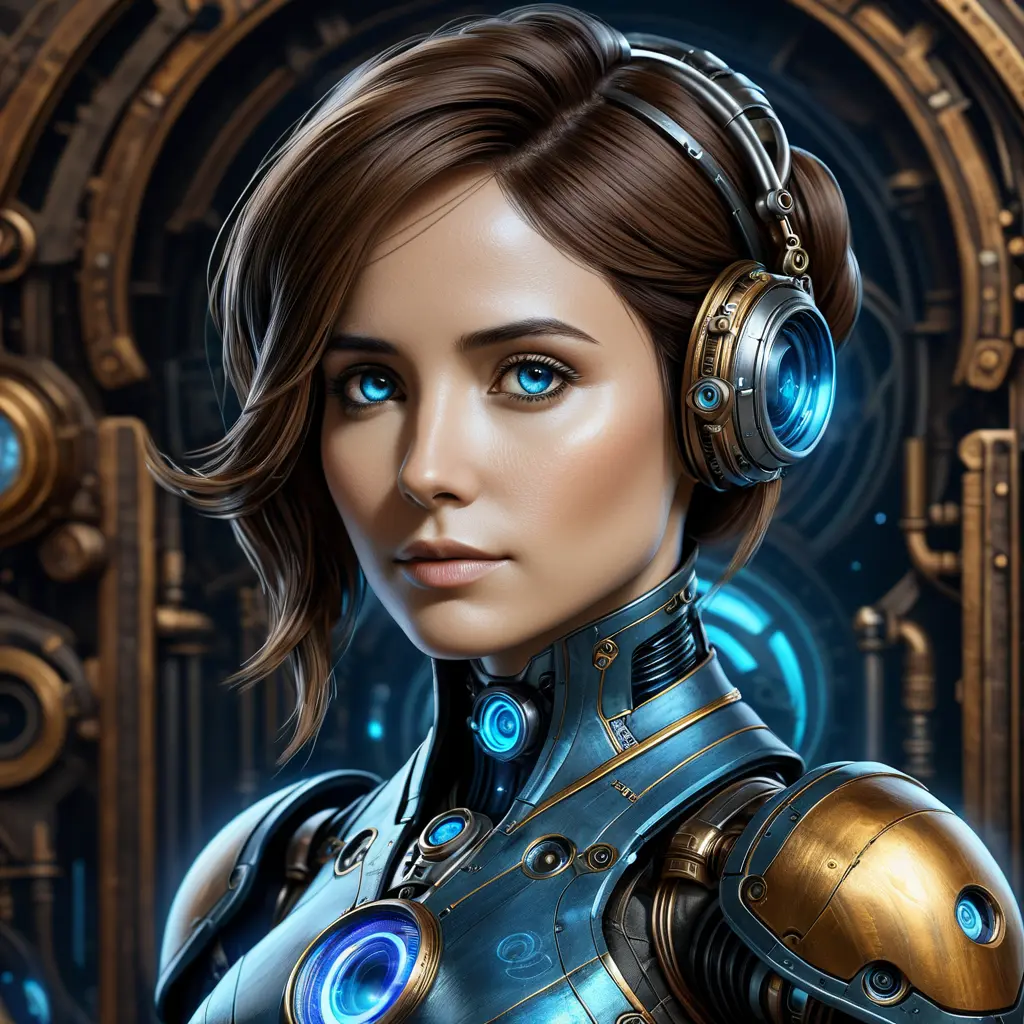 Steampunk portrait of Cortana, Highly Detailed, Intricate, Artstation, Beautiful, Digital Painting, Sharp Focus, Concept Art, Elegant