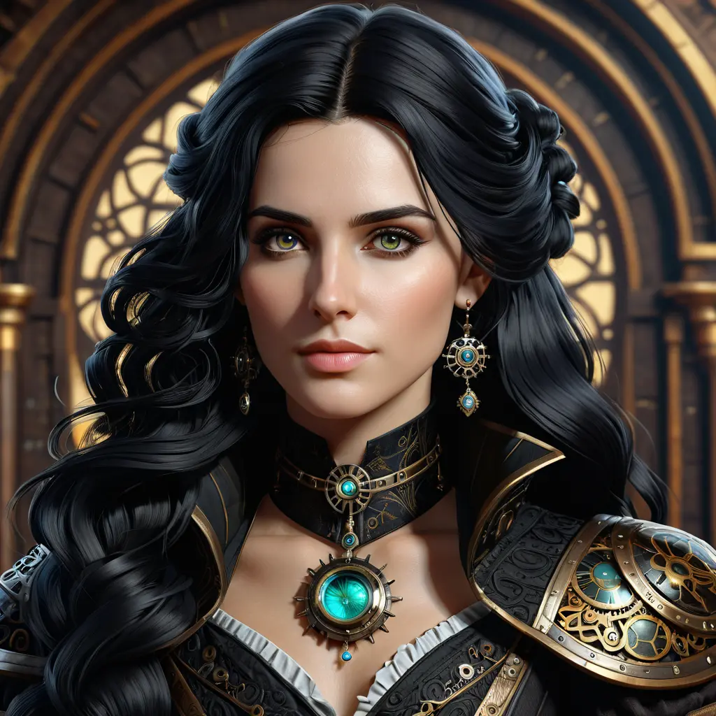 Steampunk portrait of Yennefer, Highly Detailed, Intricate, Artstation, Beautiful, Digital Painting, Sharp Focus, Concept Art, Elegant