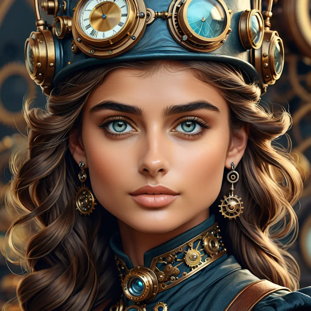 Steampunk portrait of Taylor Hill, Highly Detailed, Intricate, Artstation, Beautiful, Digital Painting, Sharp Focus, Concept Art, Elegant