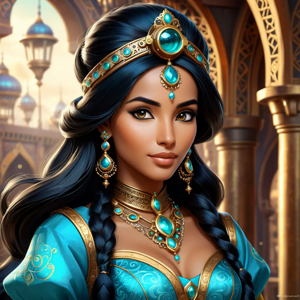 Steampunk portrait of Princess Jasmine, Highly Detailed, Intricate, Artstation, Beautiful, Digital Painting, Sharp Focus, Concept Art, Elegant