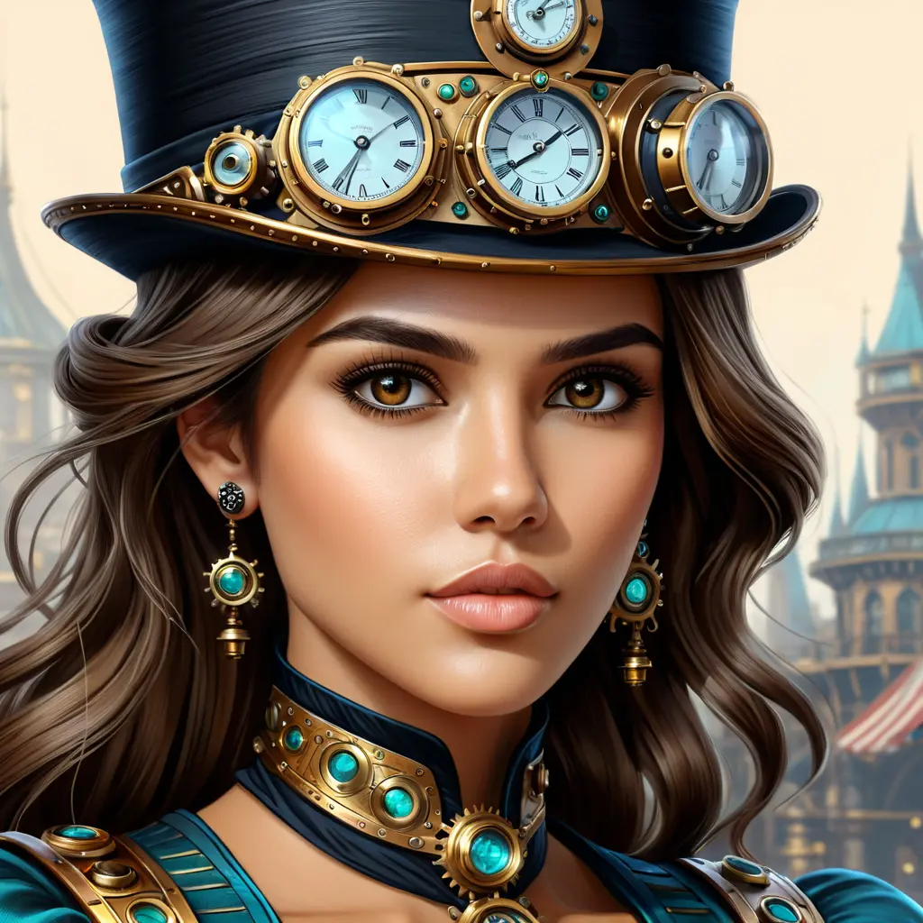 Steampunk portrait of Eiza González, Highly Detailed, Intricate, Artstation, Beautiful, Digital Painting, Sharp Focus, Concept Art, Elegant